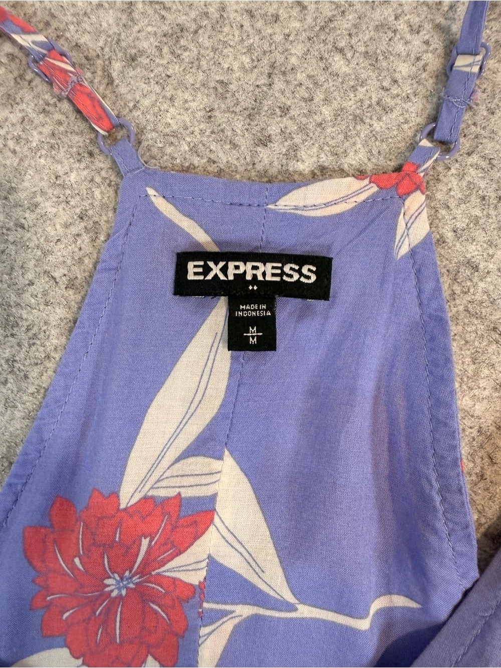 Express Purple Floral Babydoll Tank Top Medium Sleeveless Racerback Peplum - Picture 3 of 8